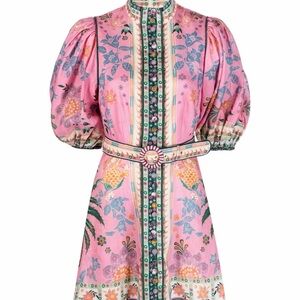 Zimmermann Pink Floral Long Sleeve Dress